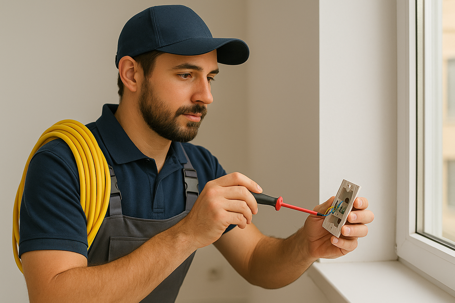 Trabajador reparando